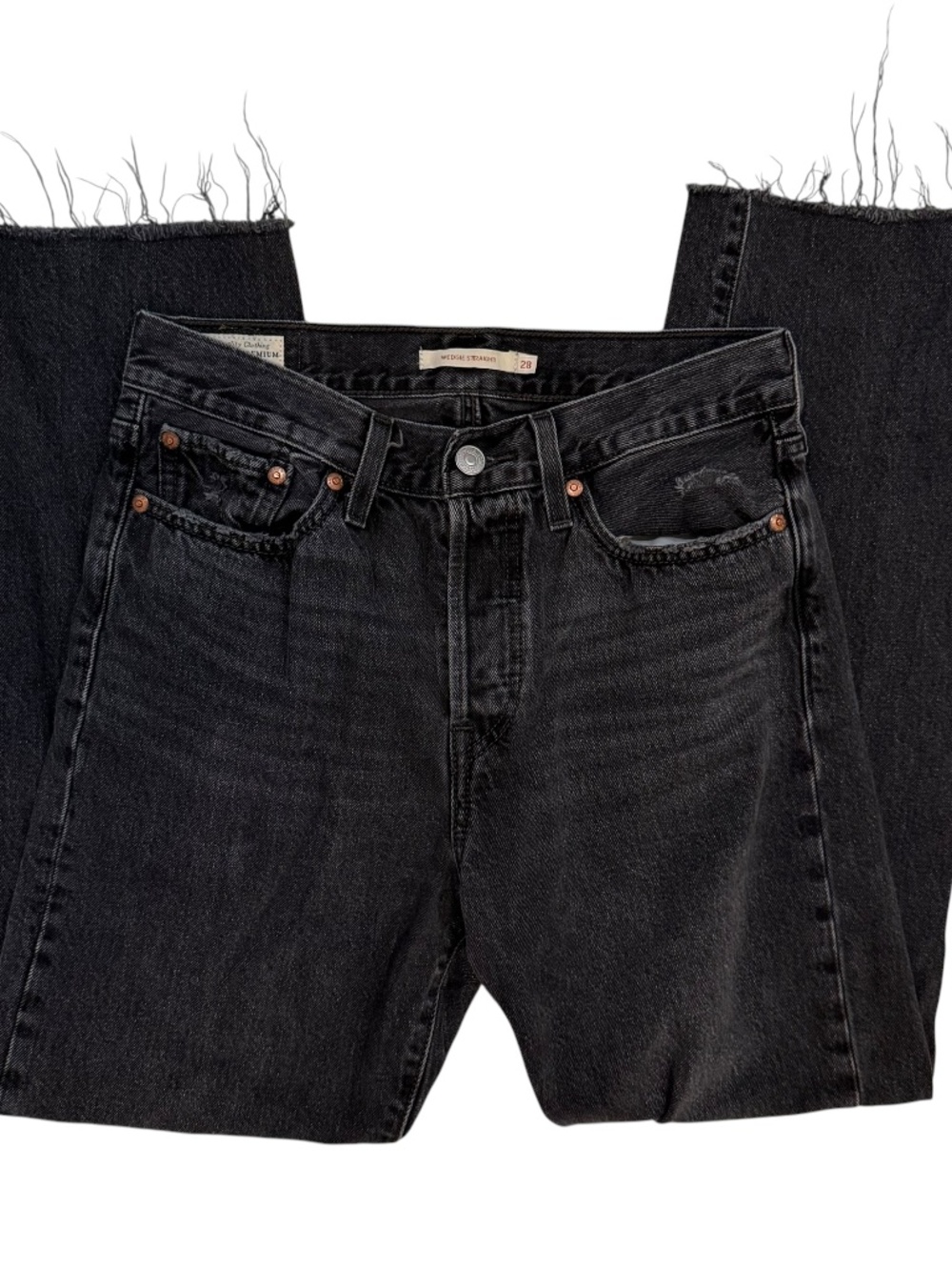 levi's premium faded black wedgie straight jeans